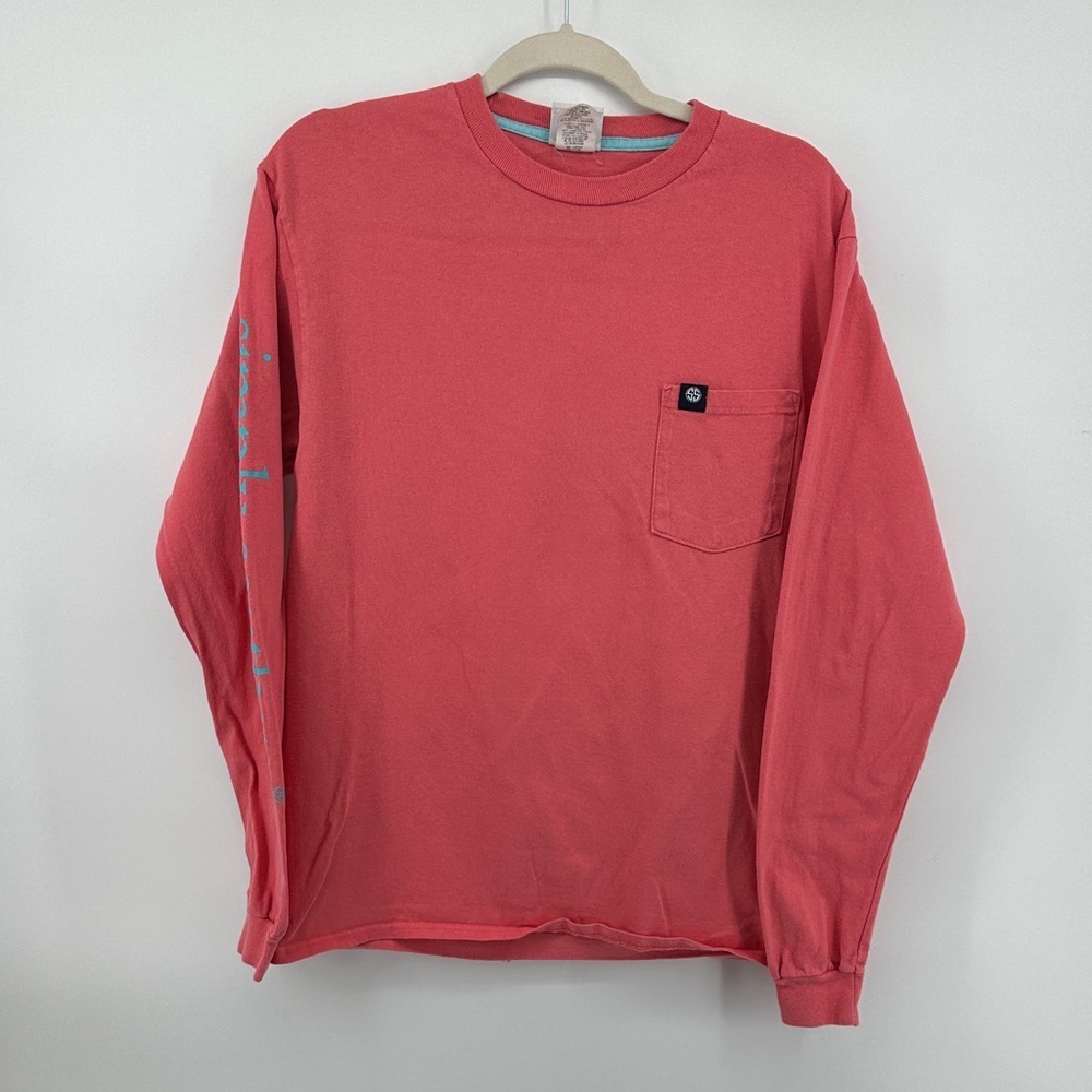 Southern ClassyPreppy OutdoorPlayful Graphic NauticalCoral Long Sleeve Shirt SzM